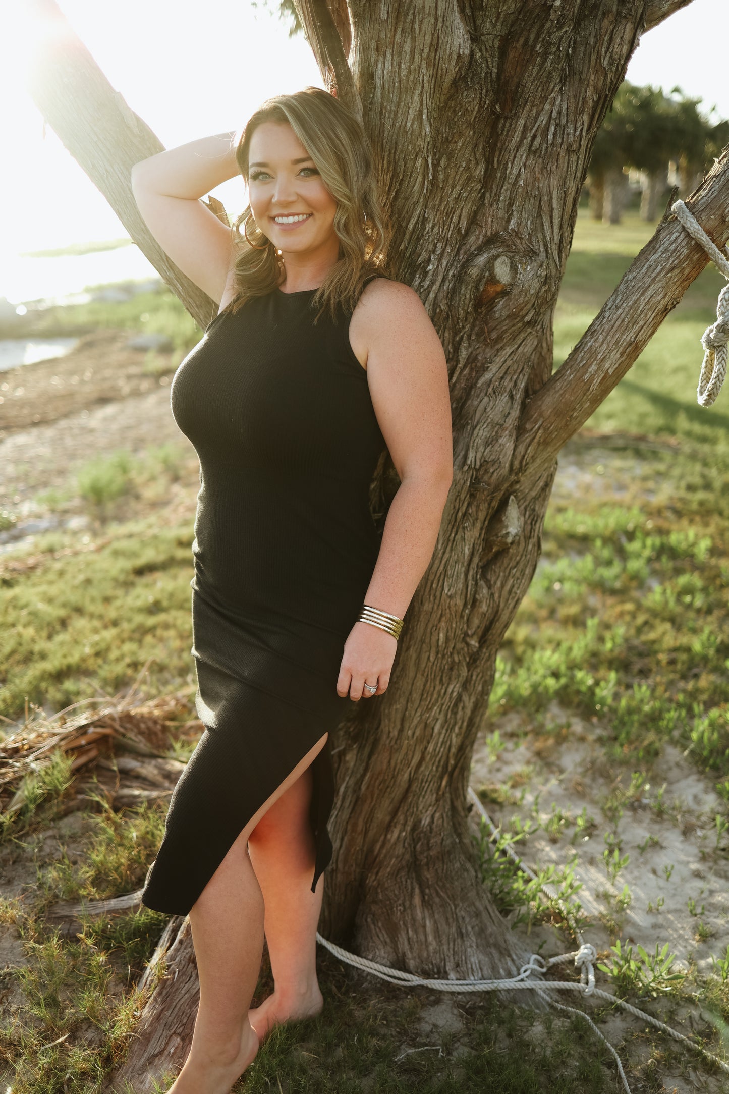 Living For The Moment Black Midi Dress
