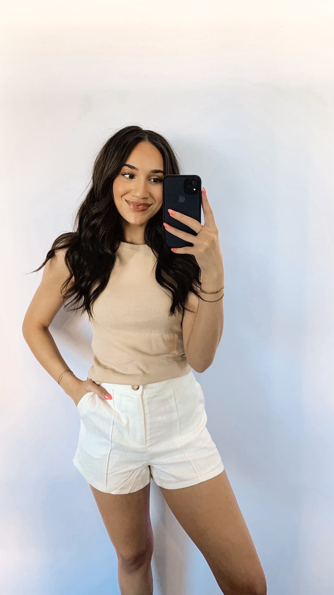 The Monica White Linen Shorts