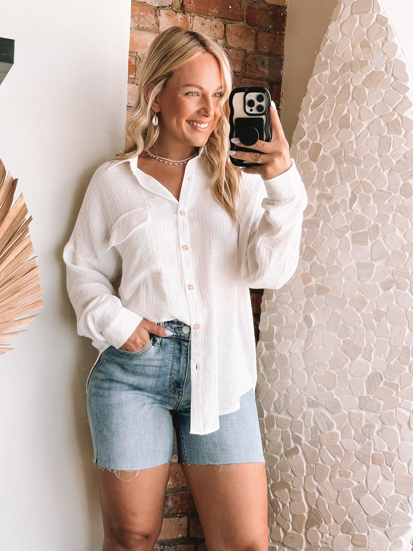 Ocean Avenue Button Down Shirt- White