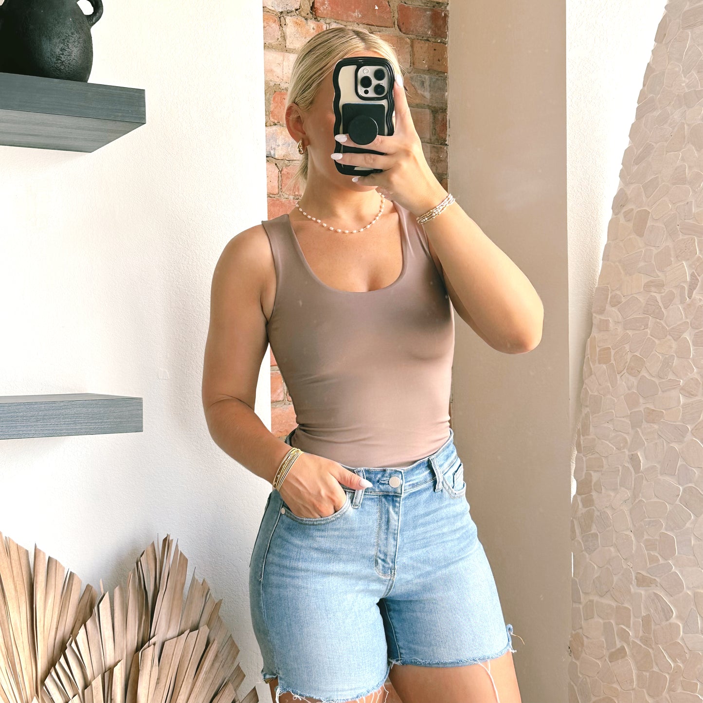 The Reversible Scoop Neck Tank- Taupe