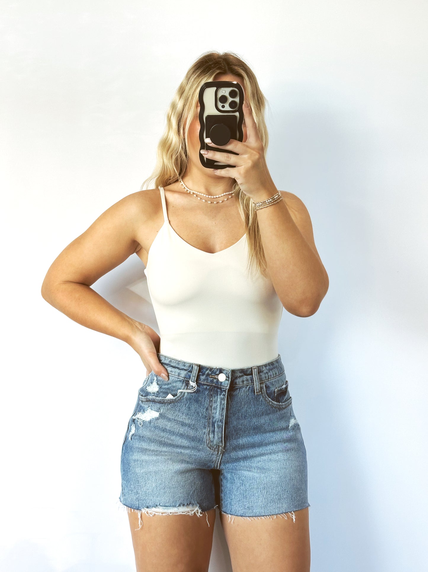 The Kimmy V Neck Bodysuit- Beige