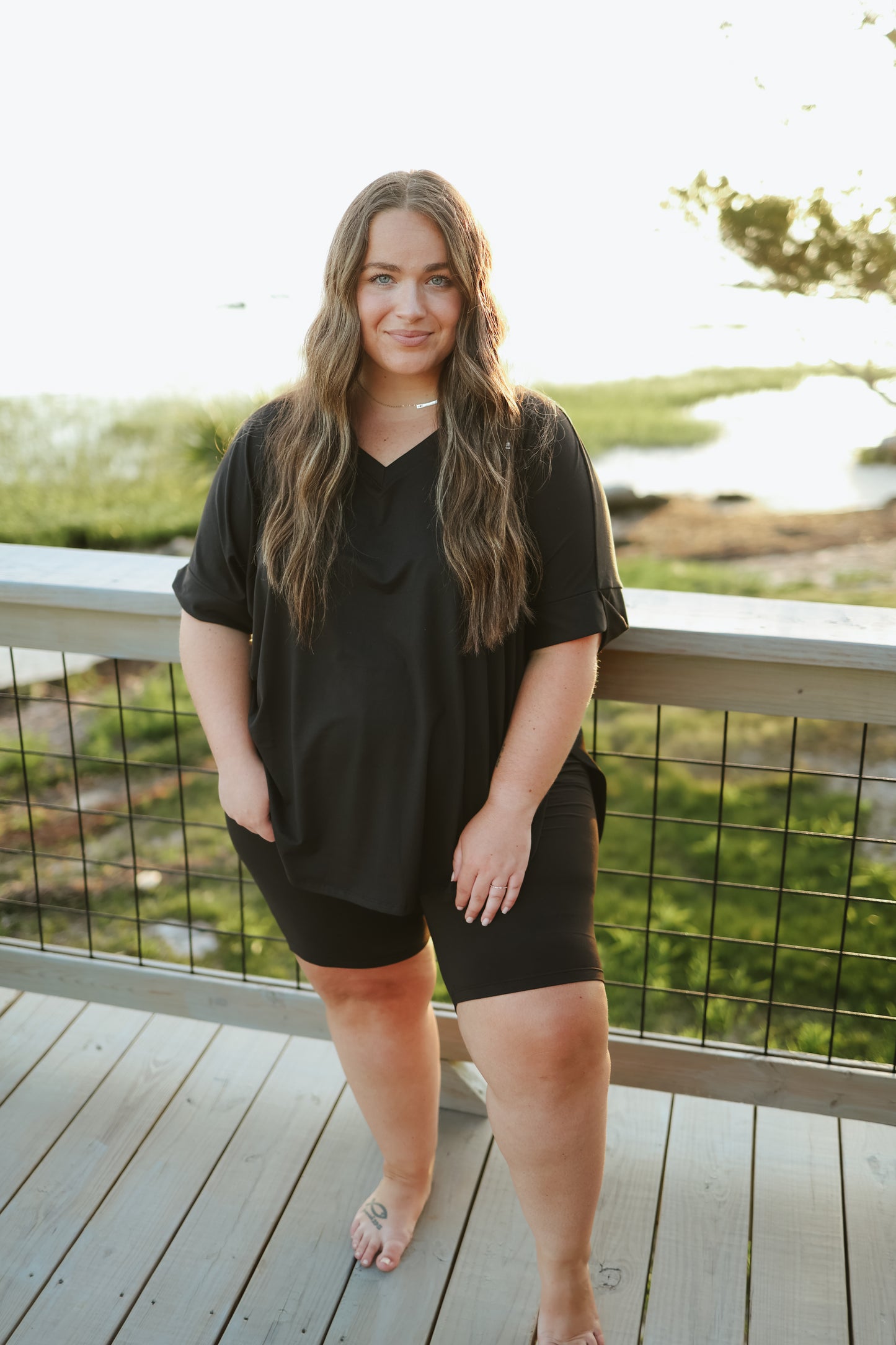 On The Move Biker Short Set Black- Curves
