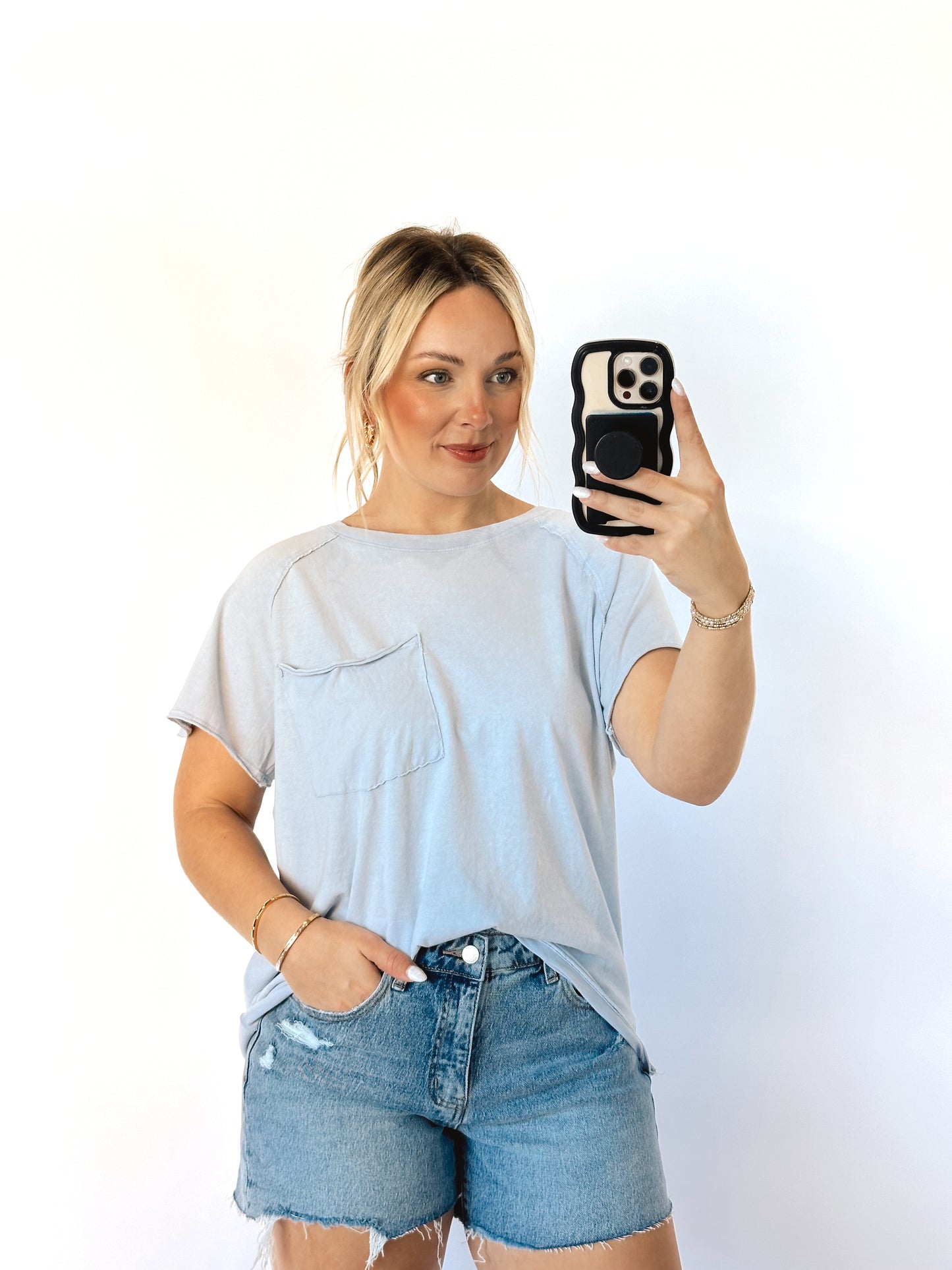 Sunny Days Pocket Tee- Blue