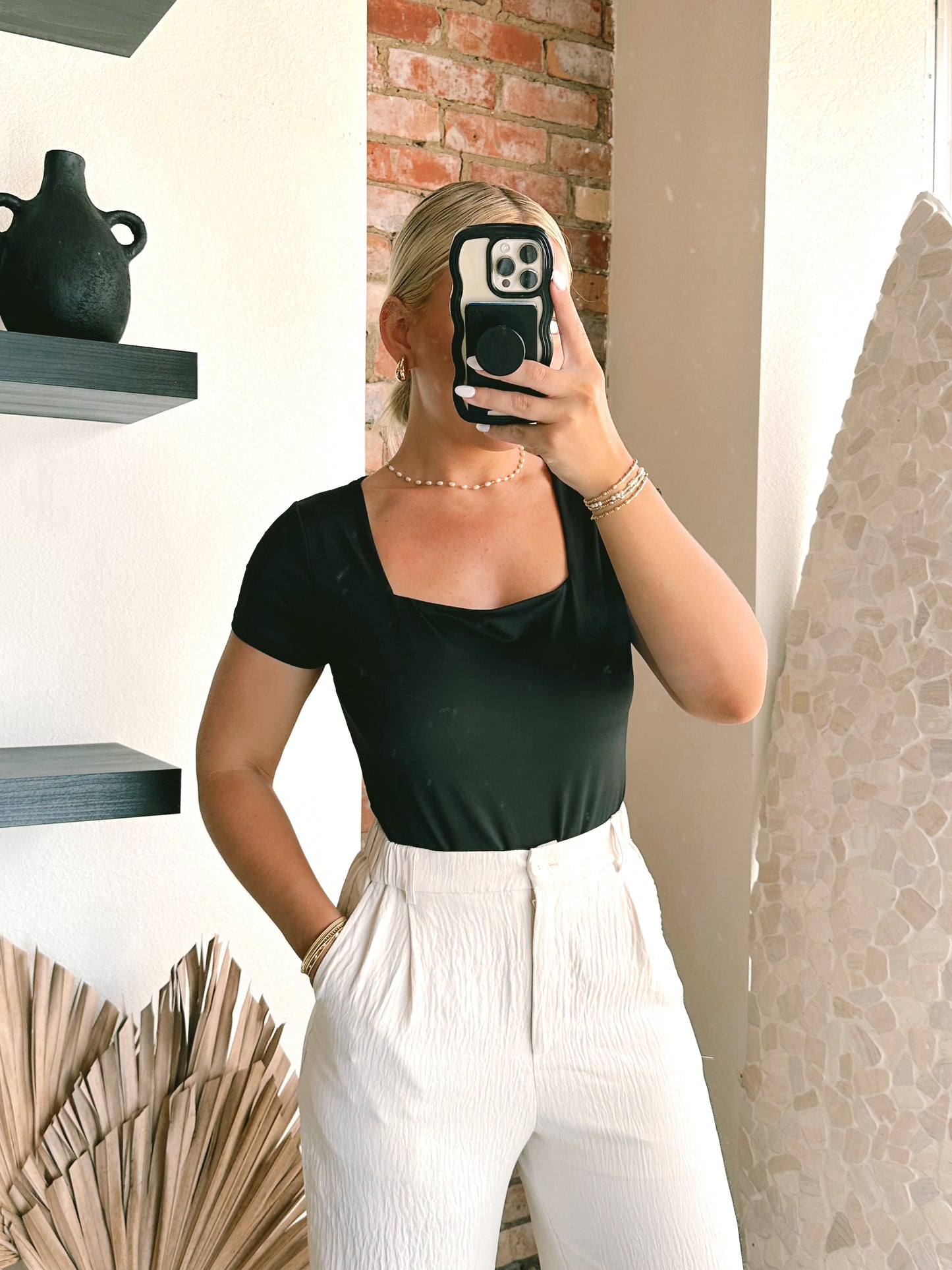 Dinner And A Movie Black Bodysuit