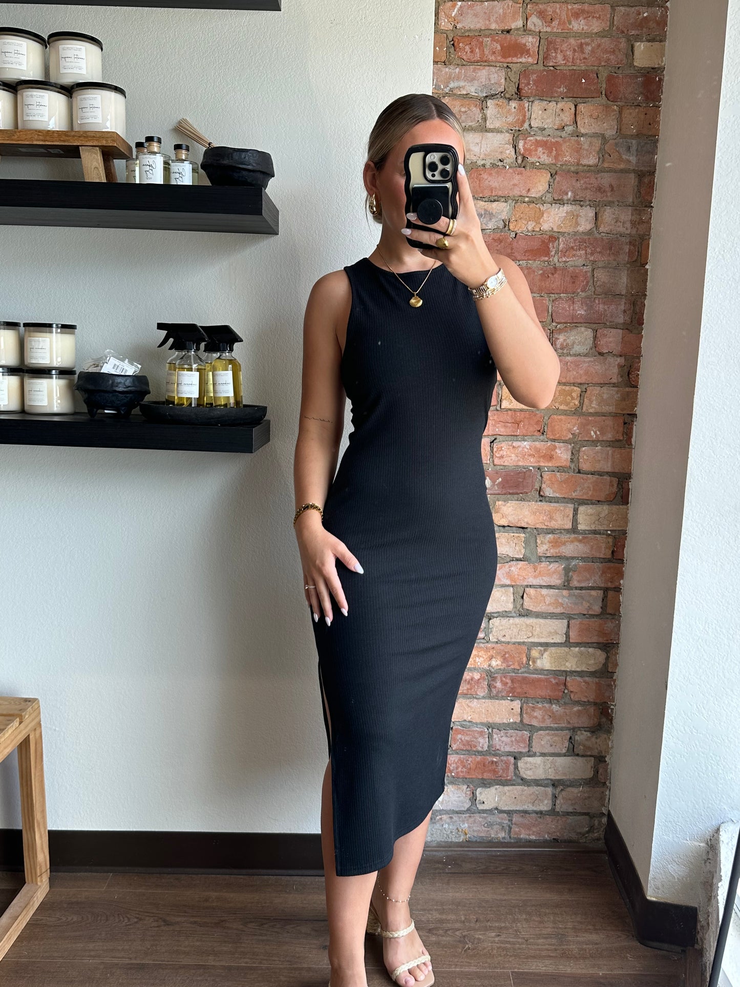 Living For The Moment Black Midi Dress