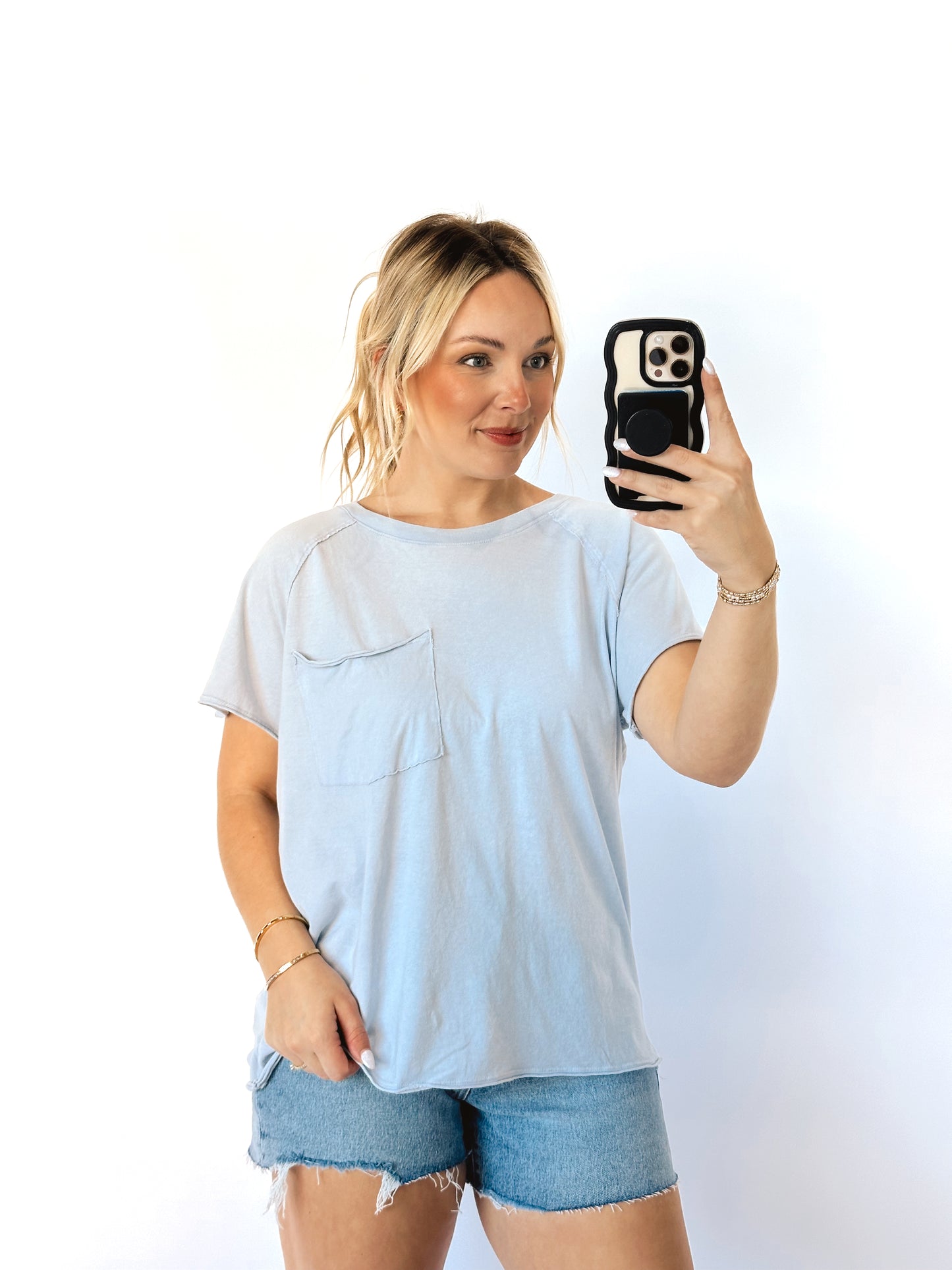 Sunny Days Pocket Tee- Blue