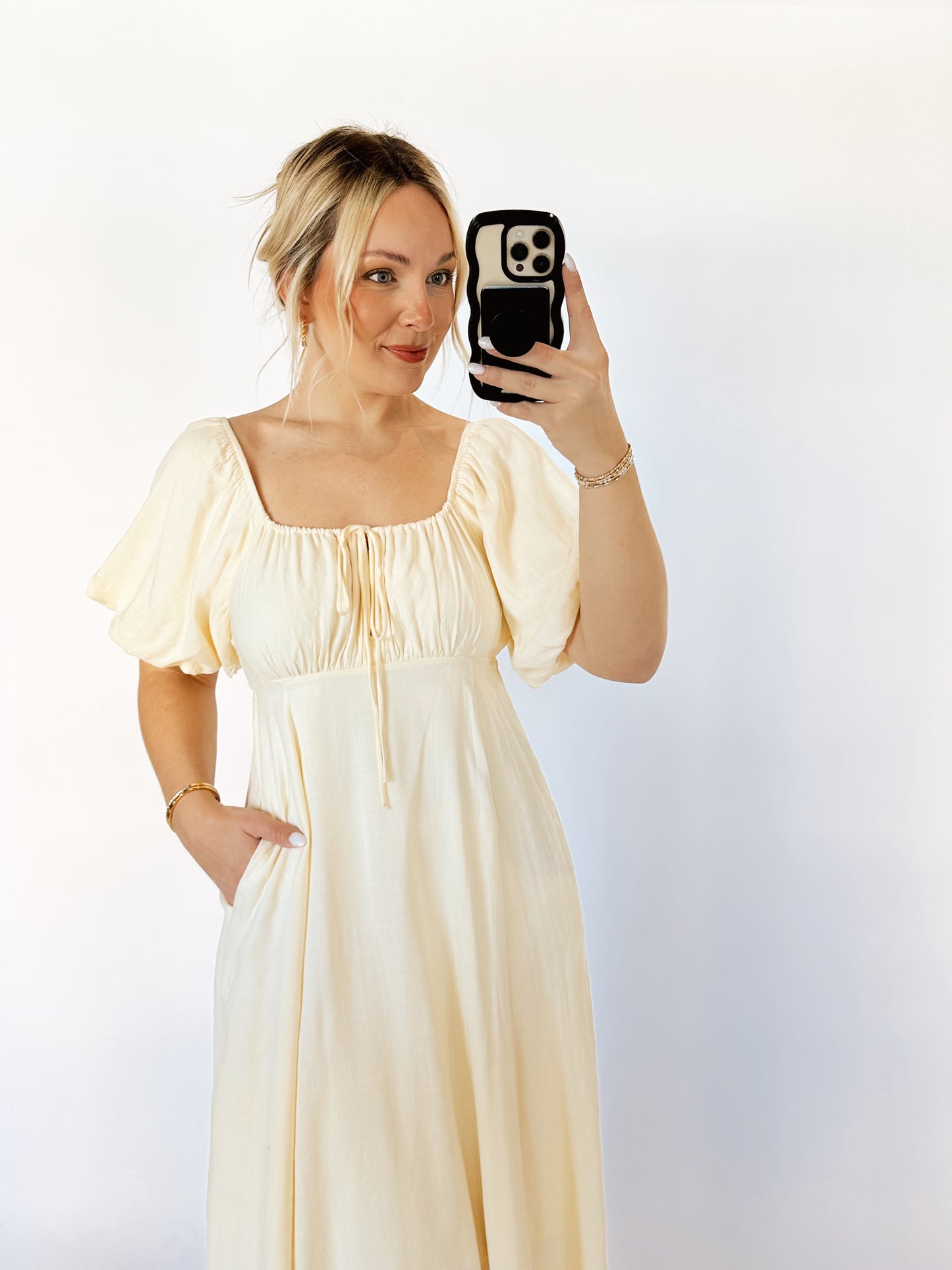 Meet Me In Mykonos Dress- Cream