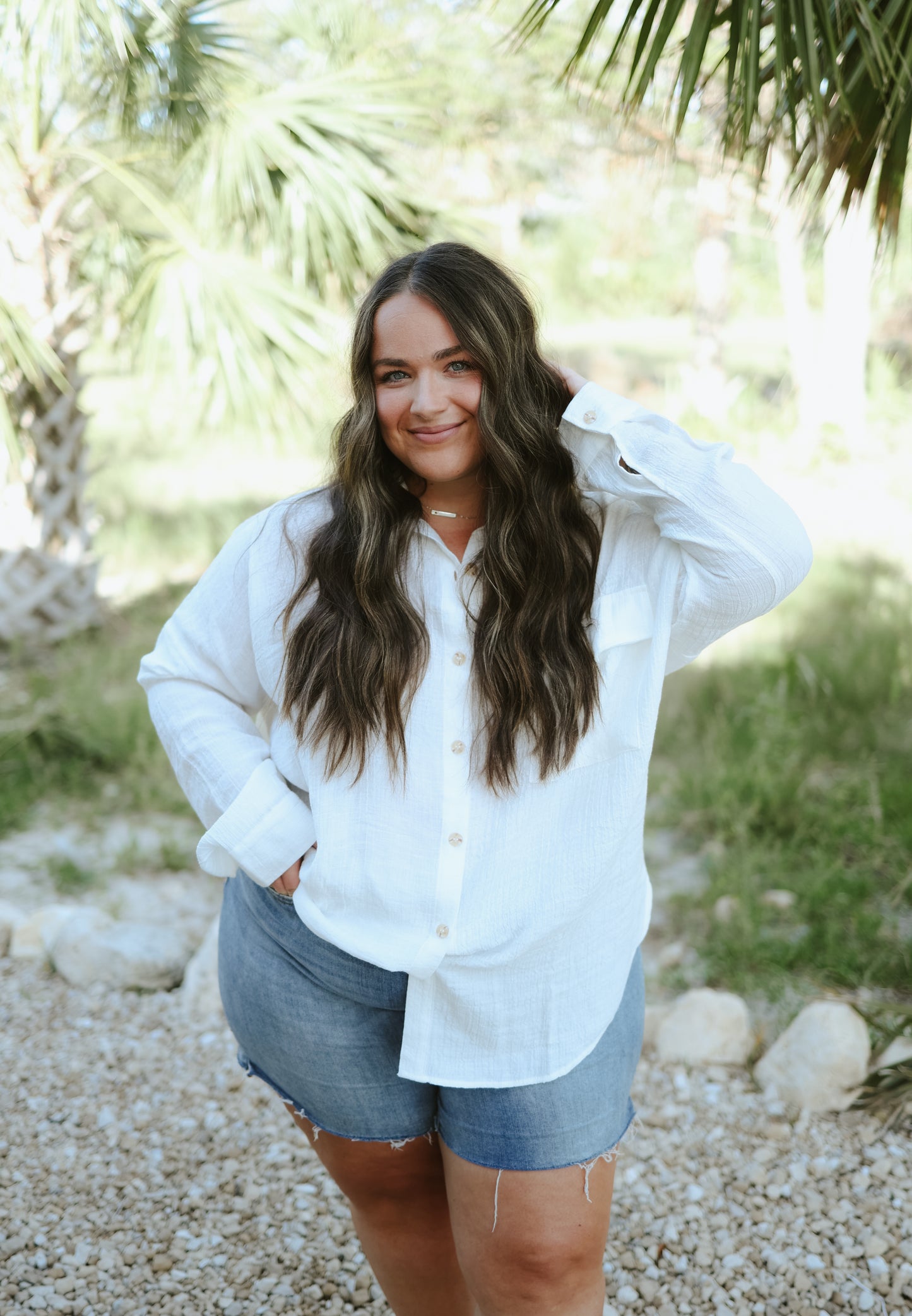 Ocean Avenue Button Up Blouse- Curves