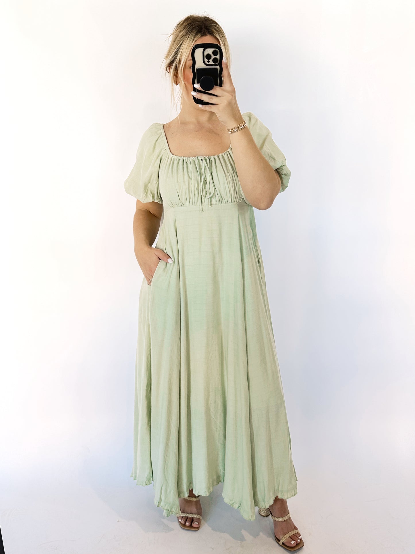 Meet Me In Mykonos Dress- Sage