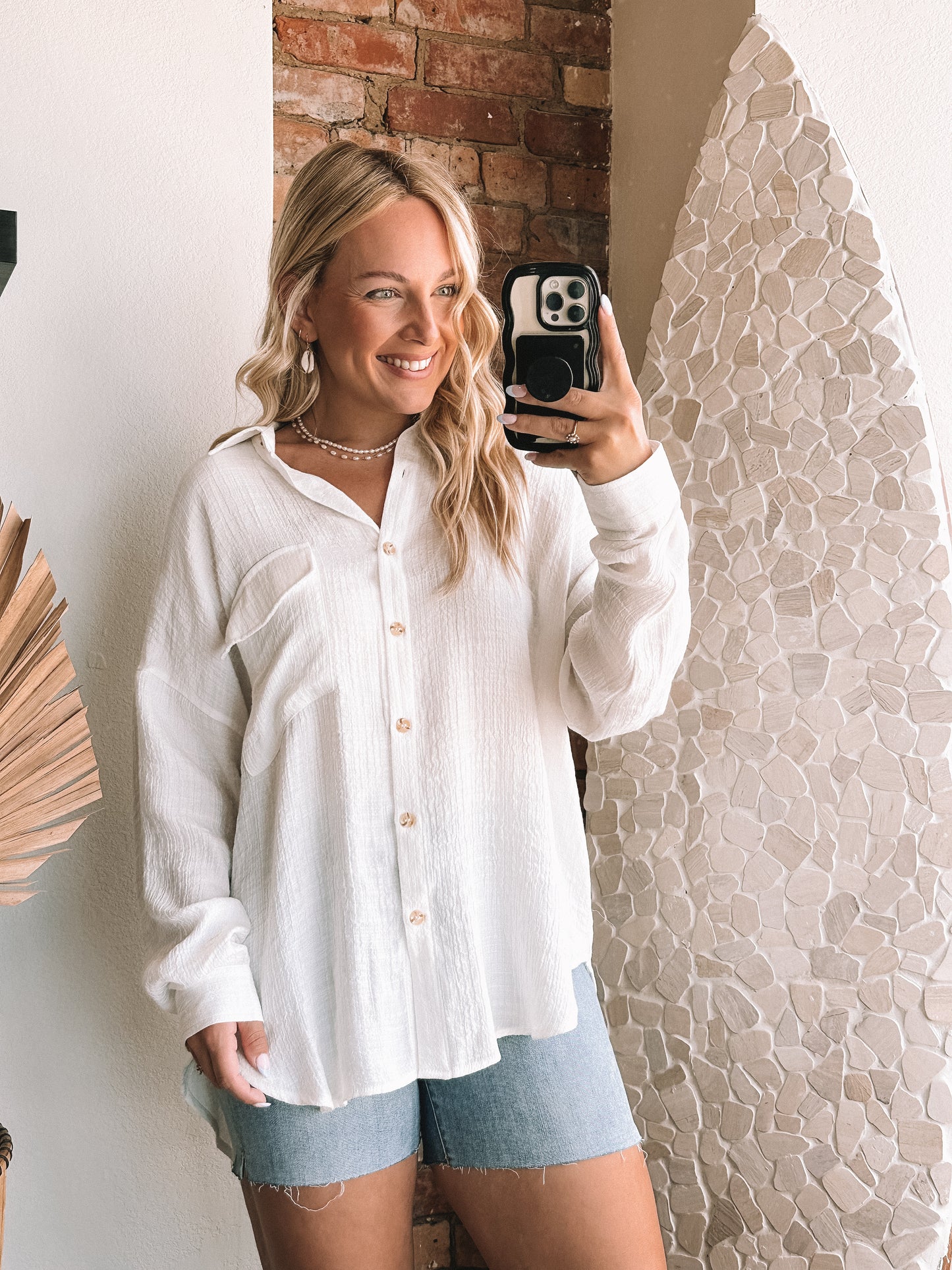 Ocean Avenue Button Down Shirt- White