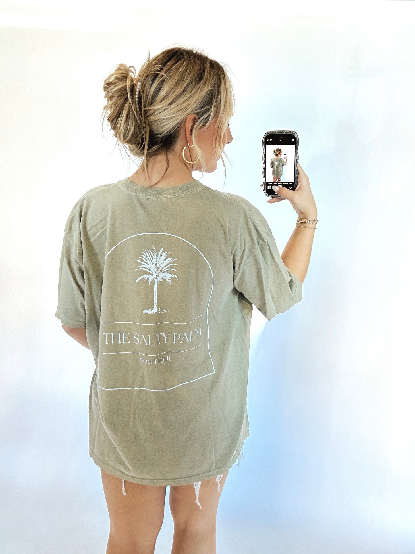The Salty Palm Pocket Tee- Moss