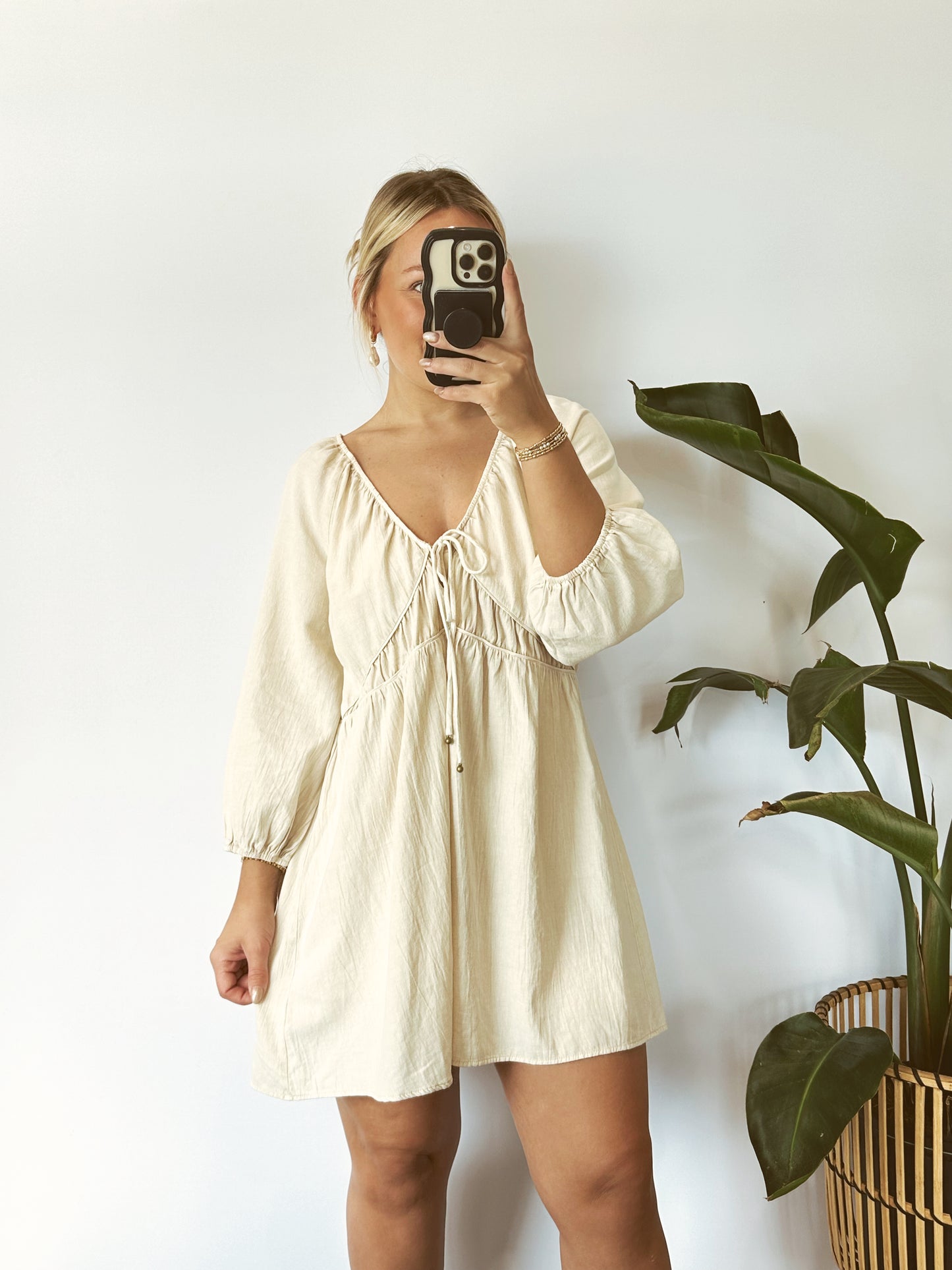 The Krista V Neck Front Tie Babydoll Dress