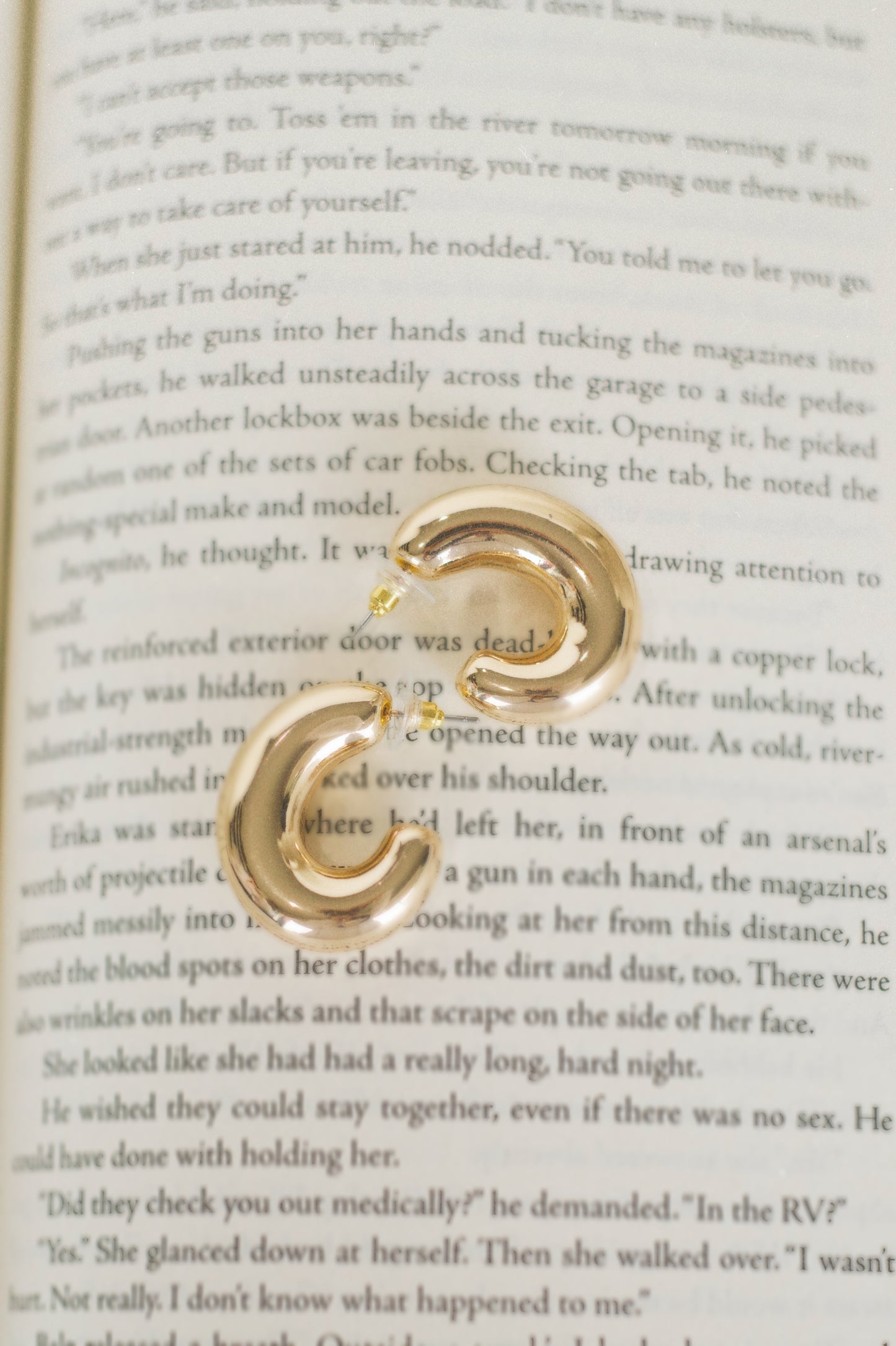 Abstract Gold Chunky Hoop Earrings
