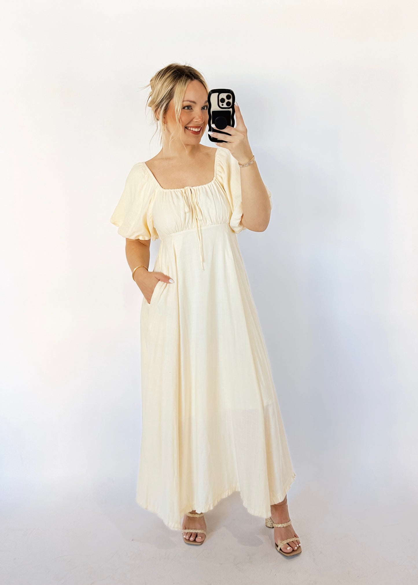 Meet Me In Mykonos Dress- Cream