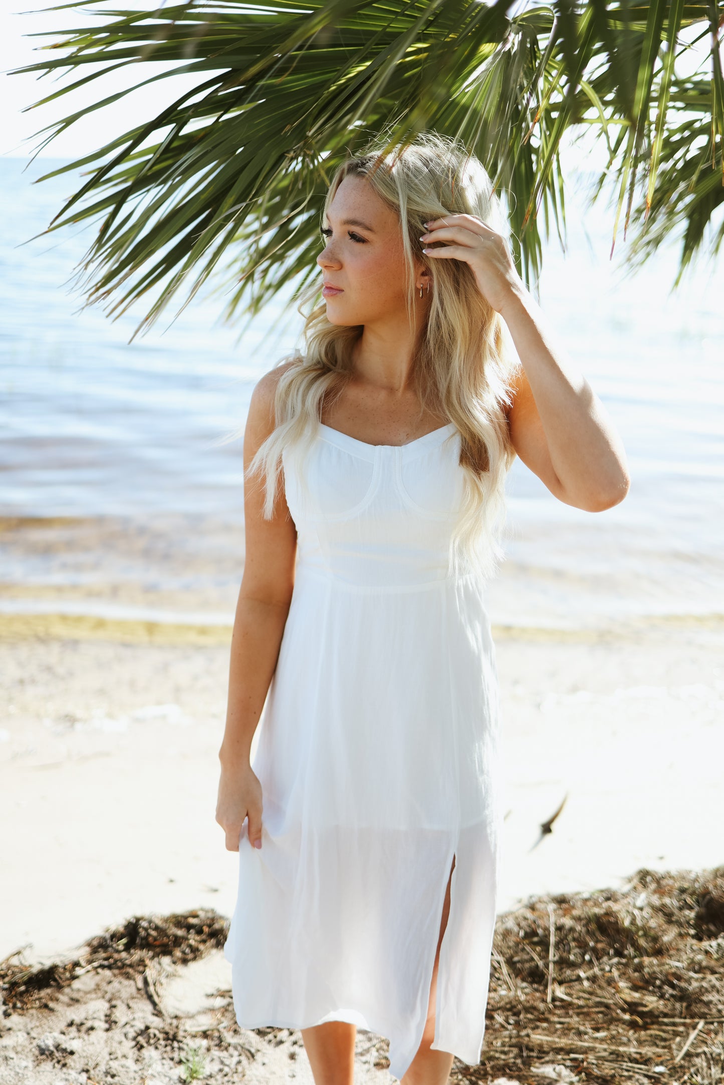 The Camryn Tie Strap Midi Dress White