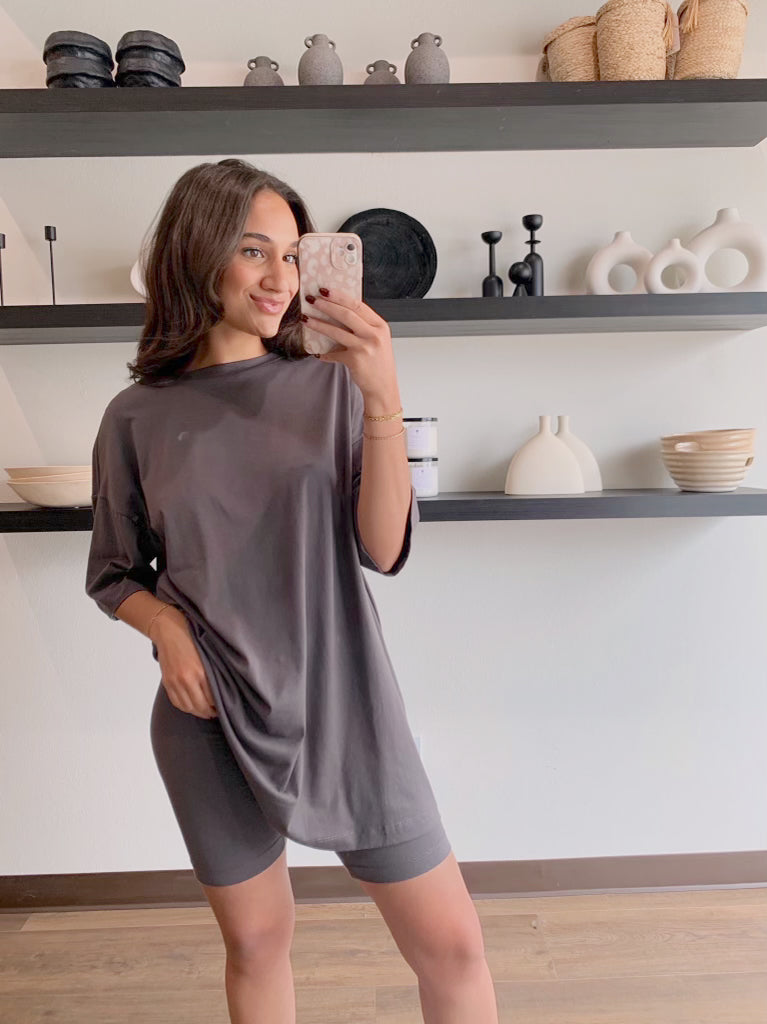 Comfy and Casual Oversized Set- Charcoal