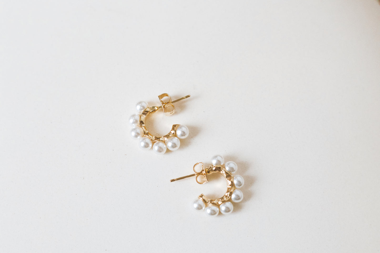Mini Pearl Hoops