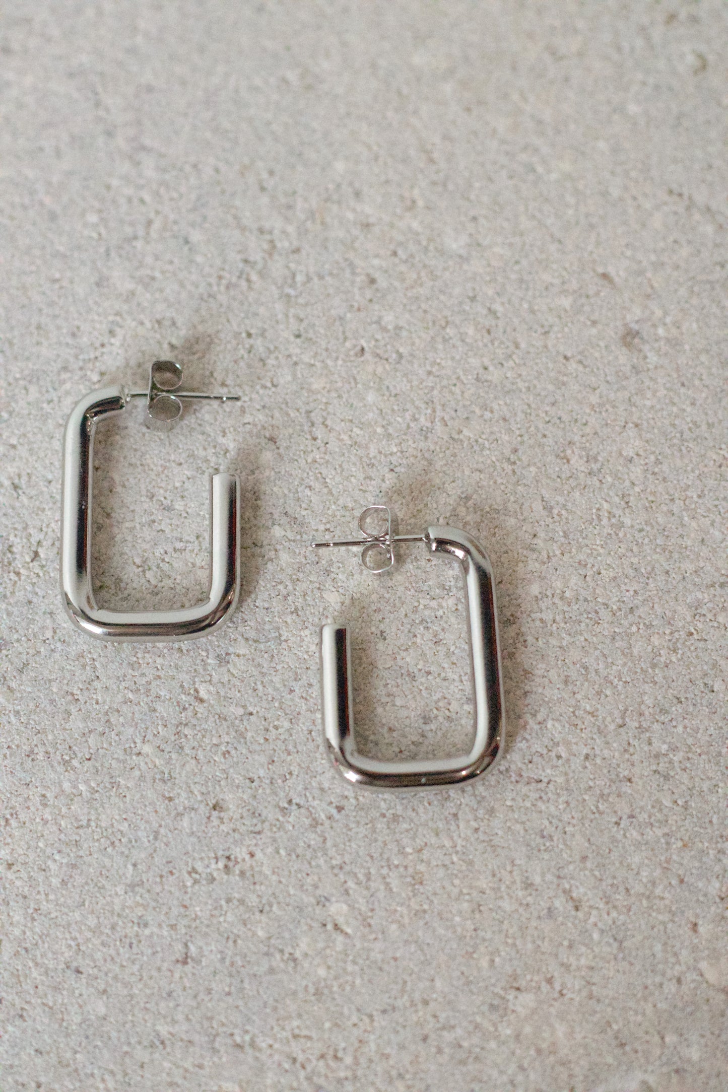 Silver Square Hoop Earrings