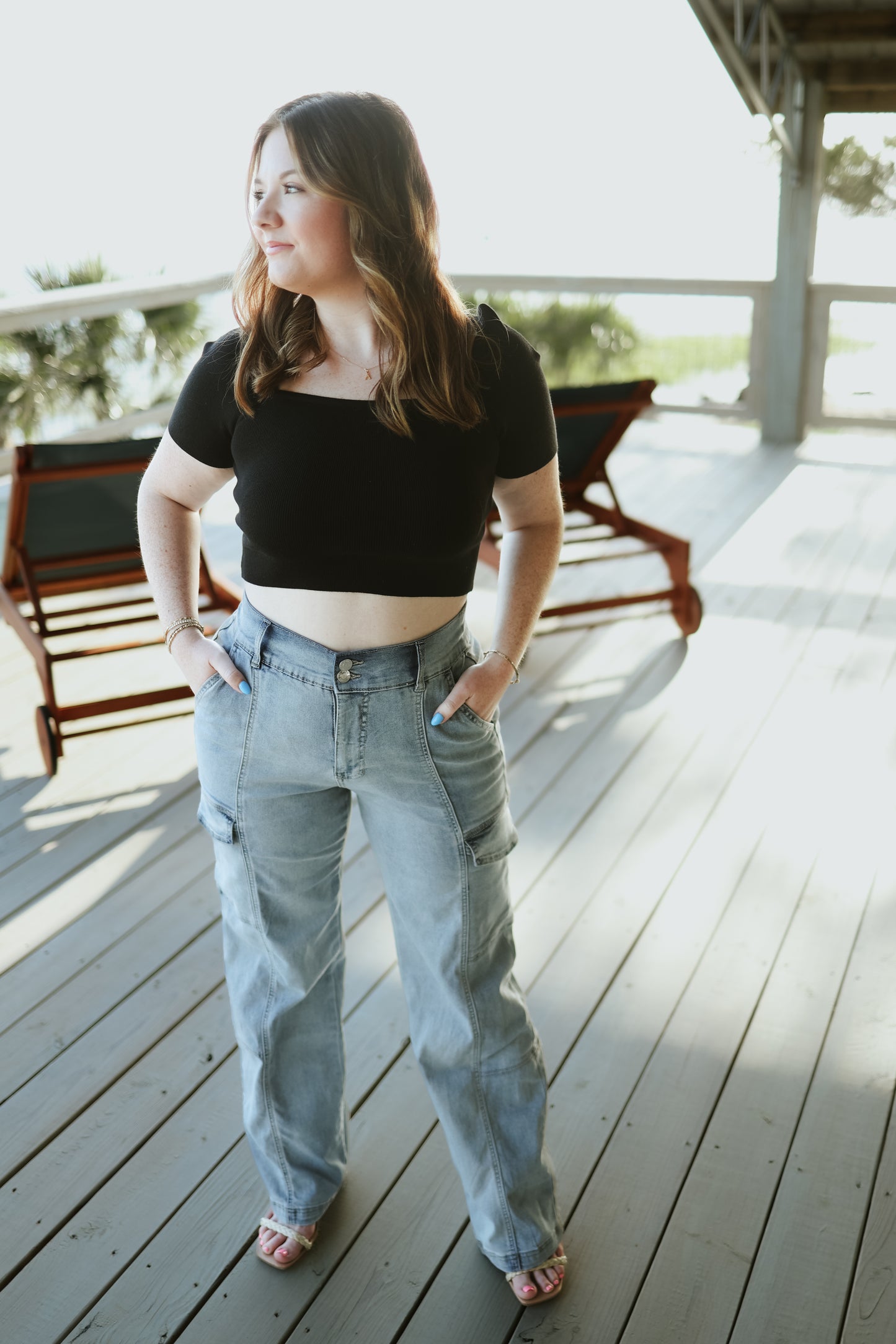 The Kendra Square Neck Top- Black