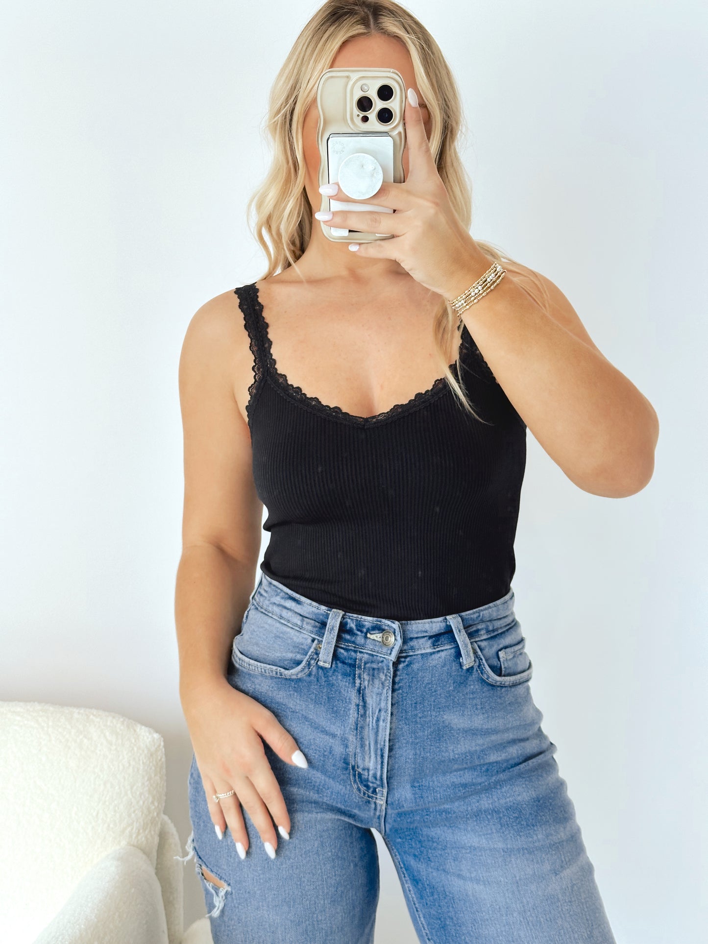 The Allie Lace Trim Tank