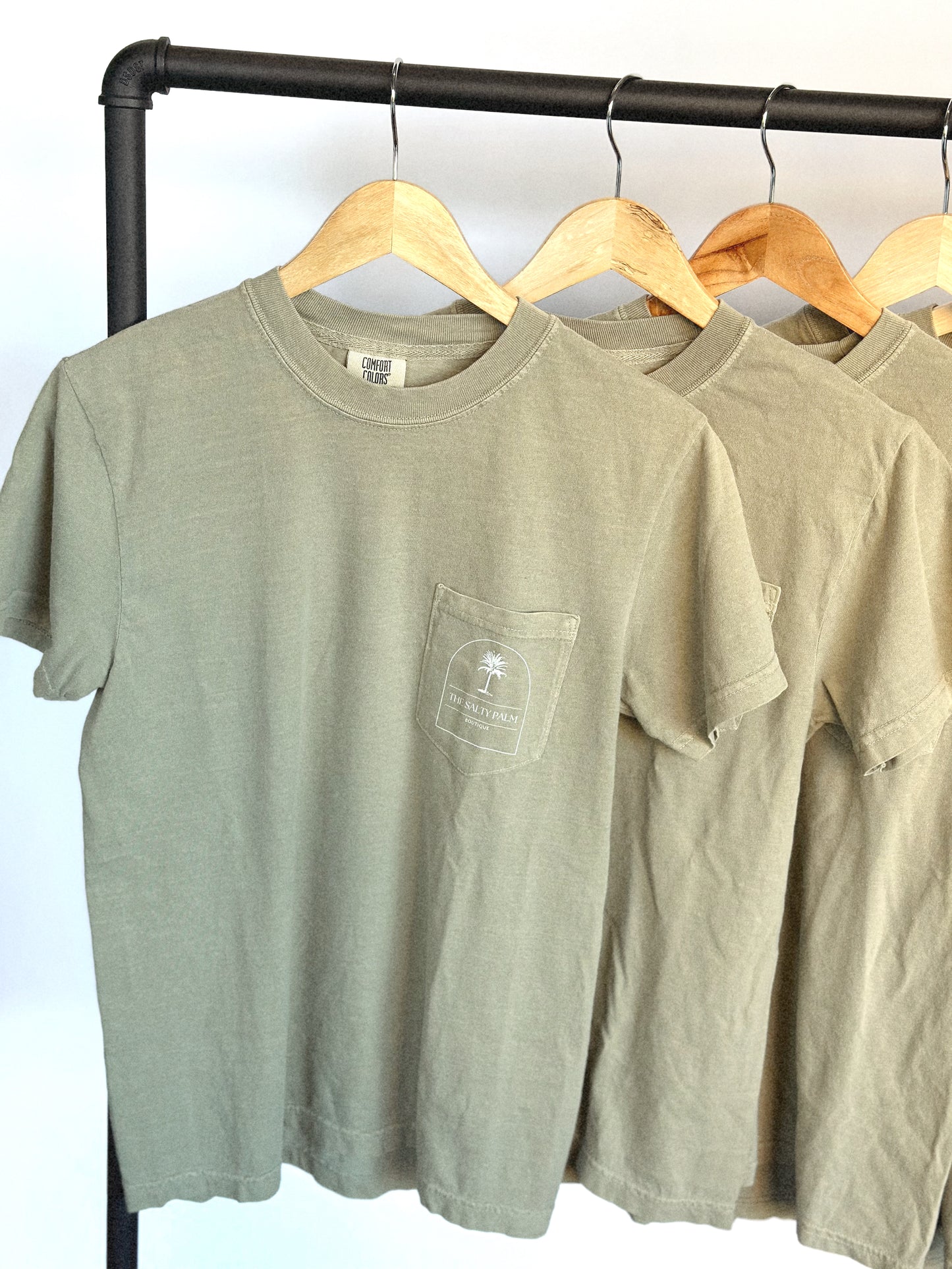 The Salty Palm Pocket Tee- Moss