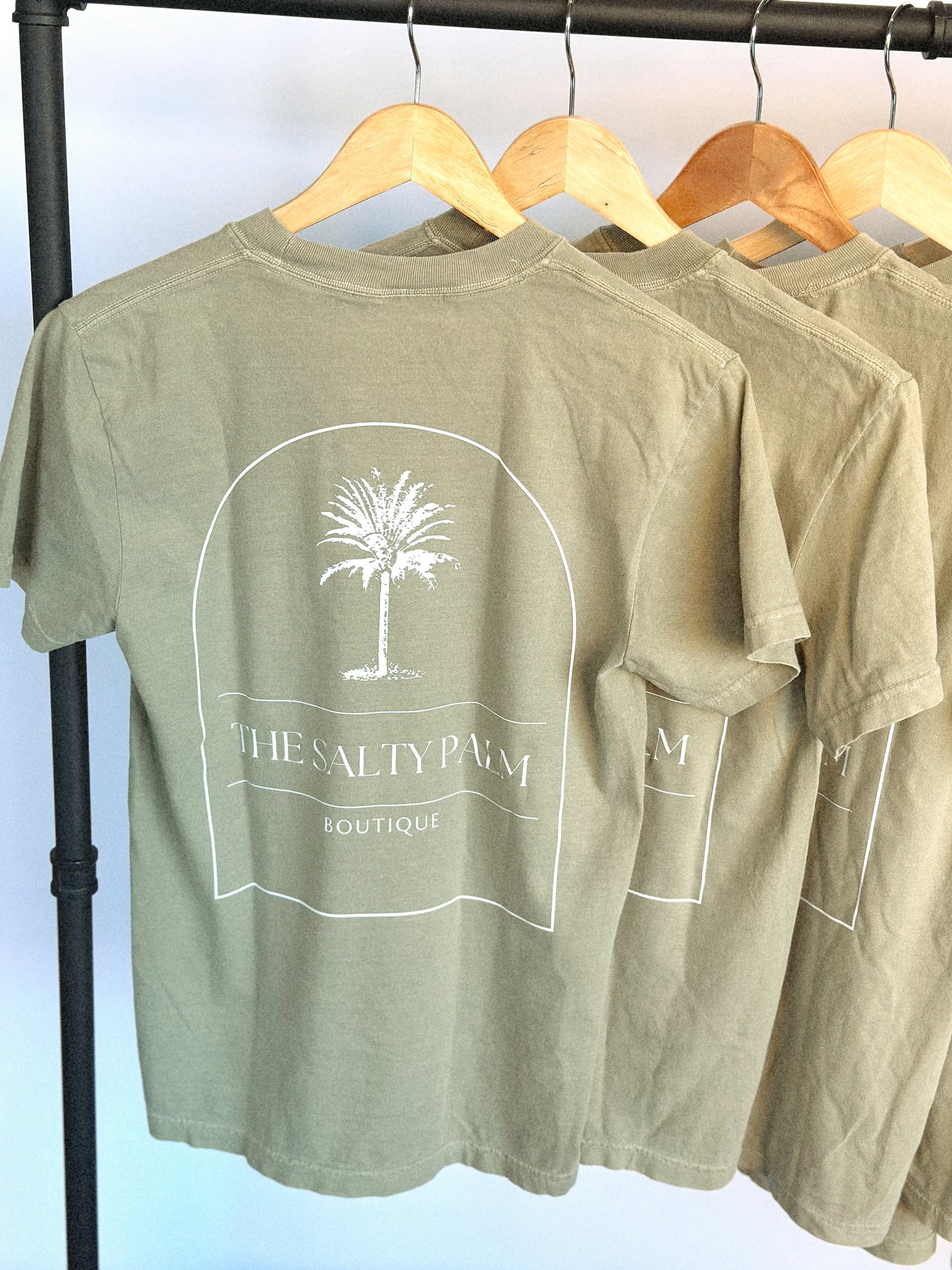 The Salty Palm Pocket Tee- Moss