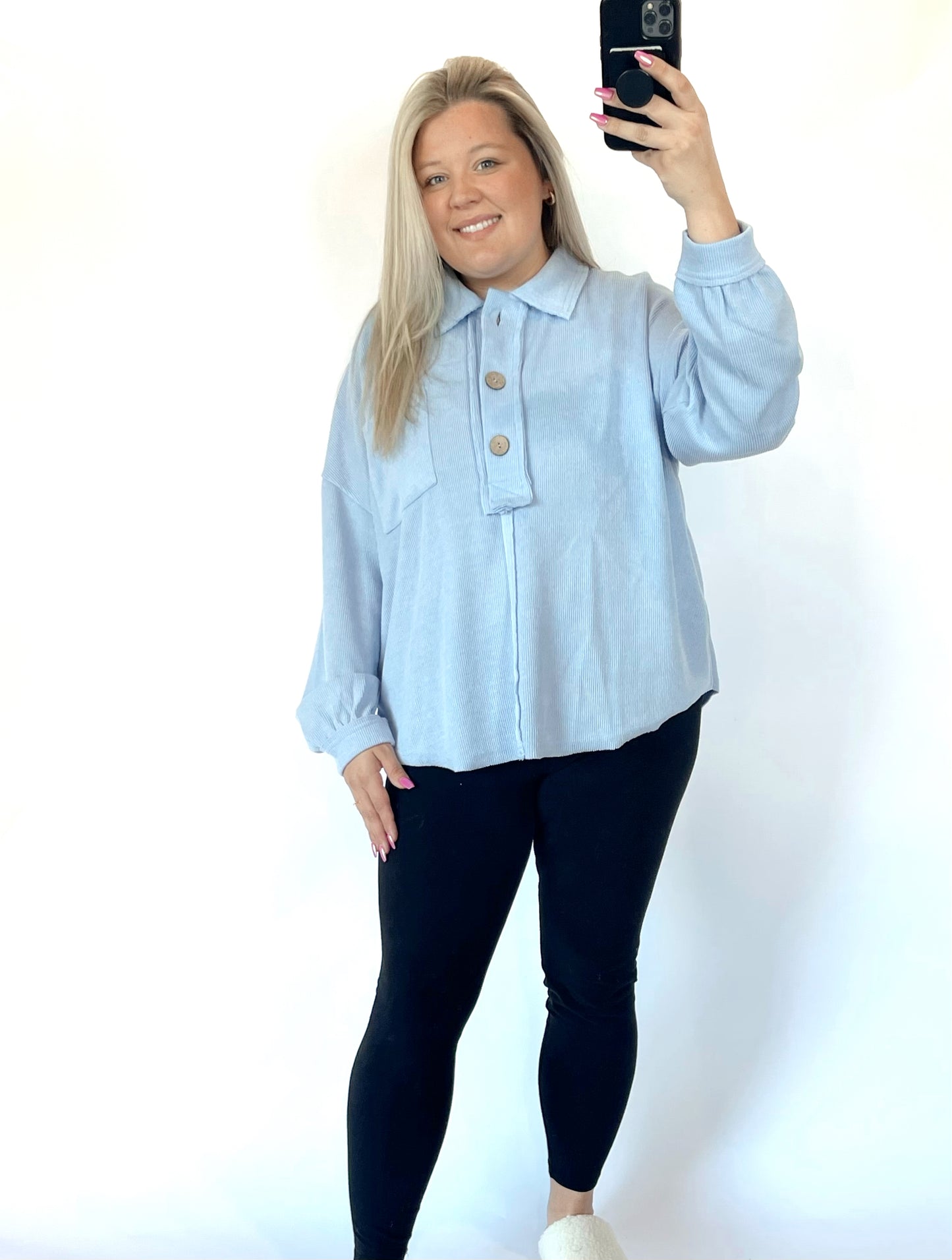 Beach Bonfire Sweater- Light Blue- Curves