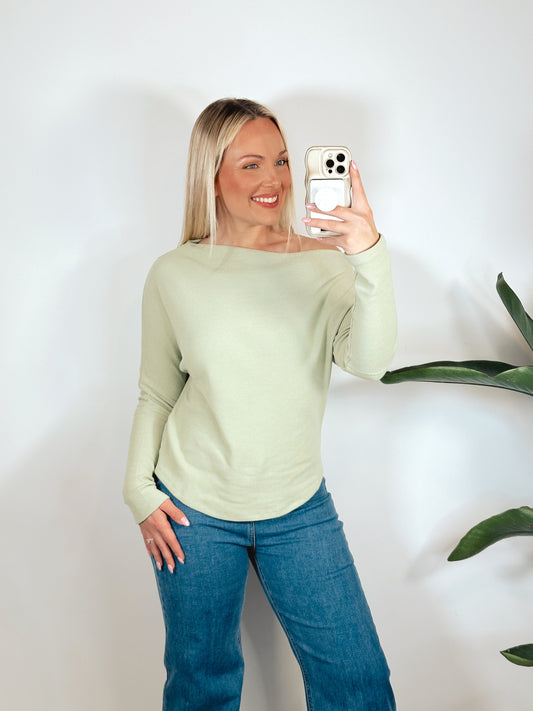 On The Edge Thermal Long Sleeve Top- Sage