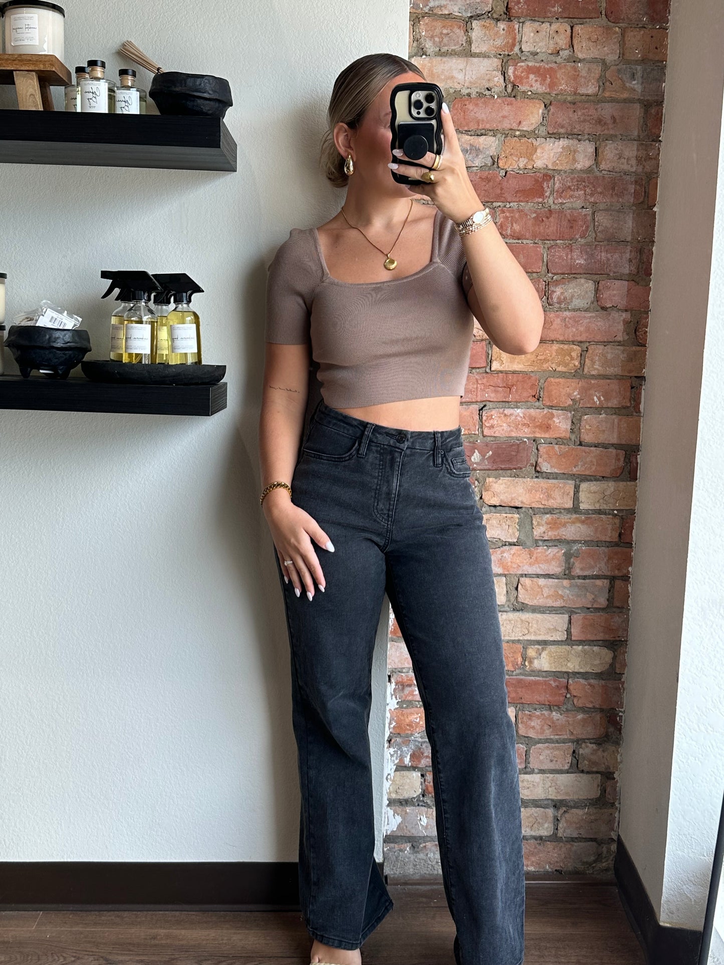 The Kendra Square Neck Top- Tan