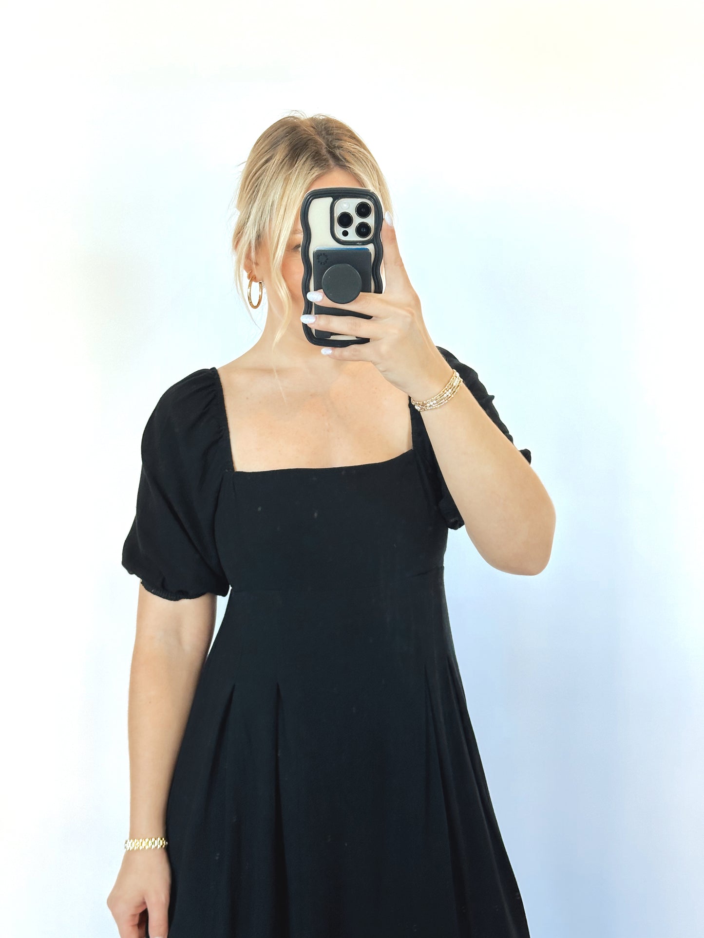 The Mora Black Midi Dress