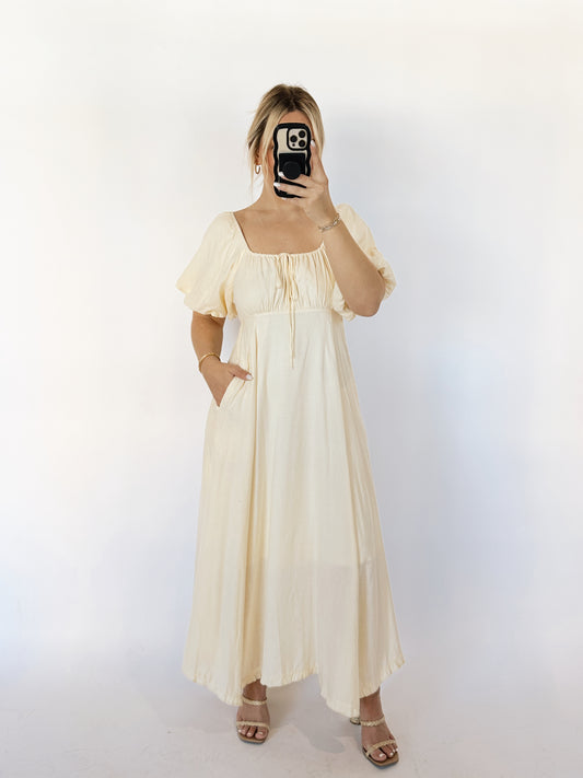 Meet Me In Mykonos Dress- Cream
