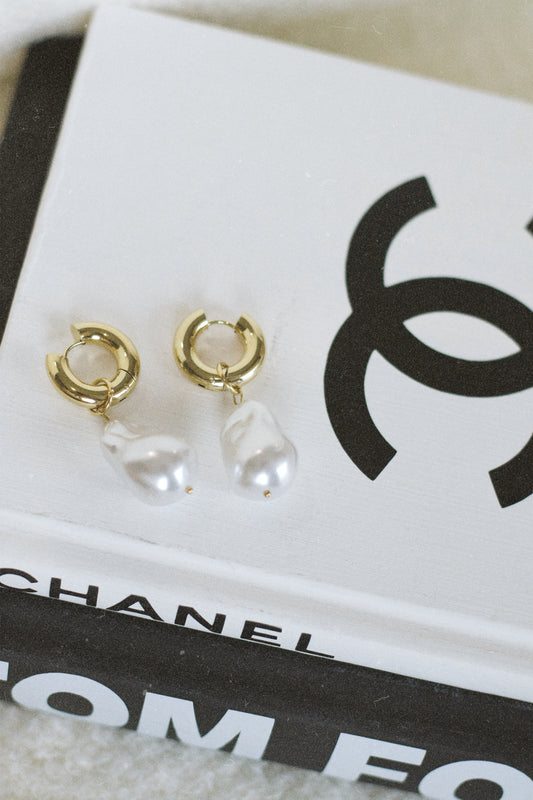 Hoop + Pearl Earrings