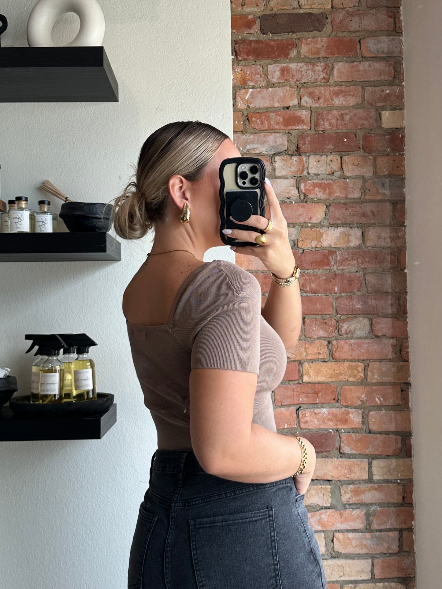 The Kendra Square Neck Top- Tan