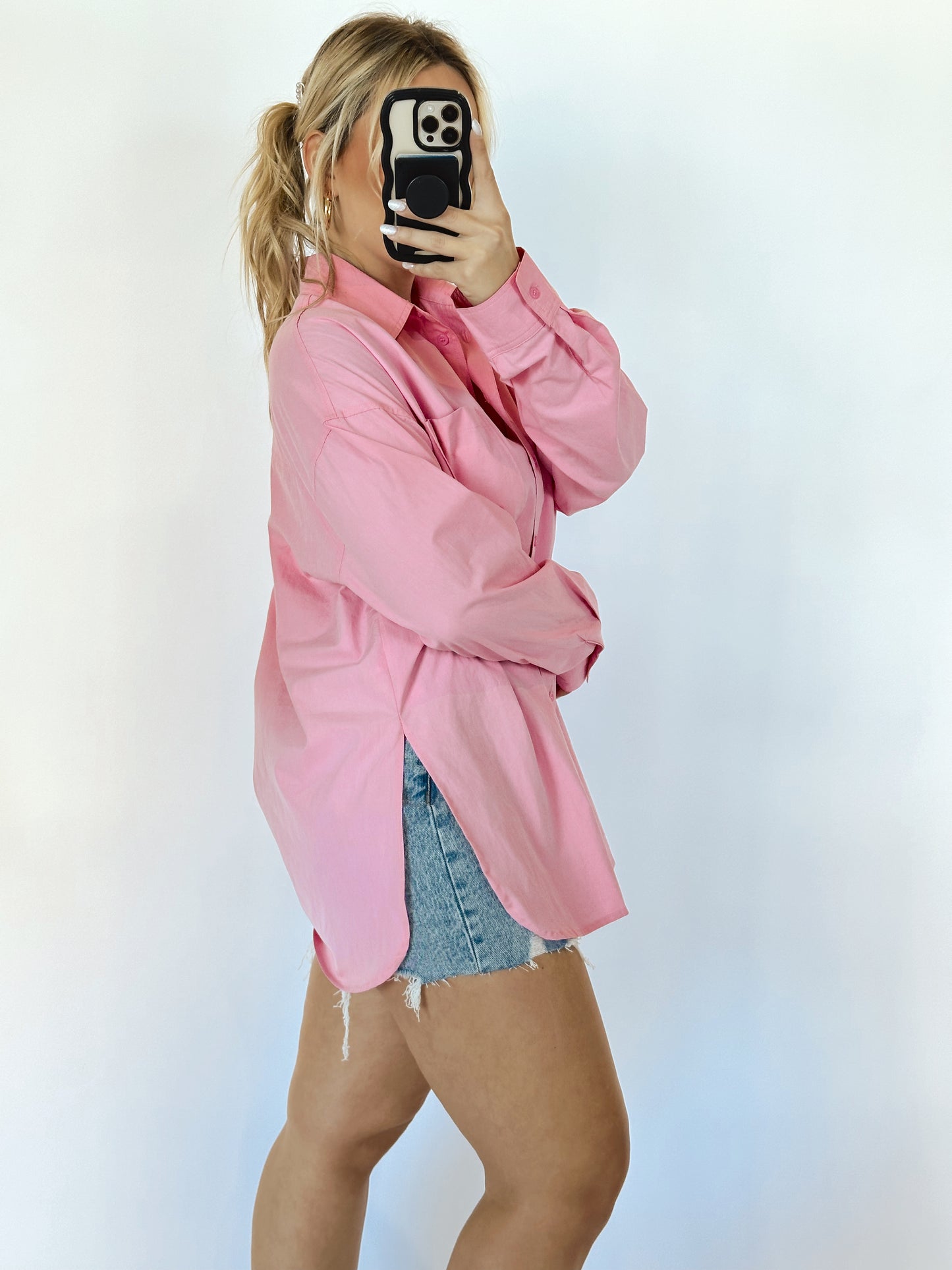 The Elle Pink Button Up Top