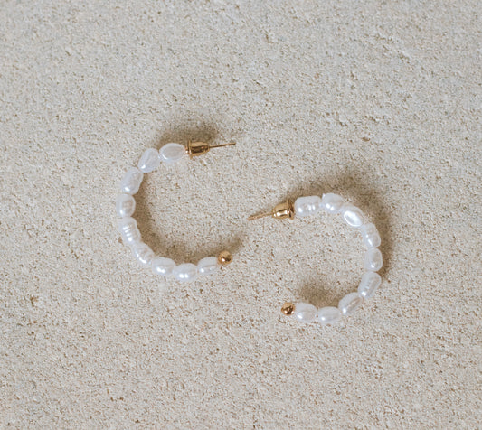 The Haley Pearl Hoops- Large