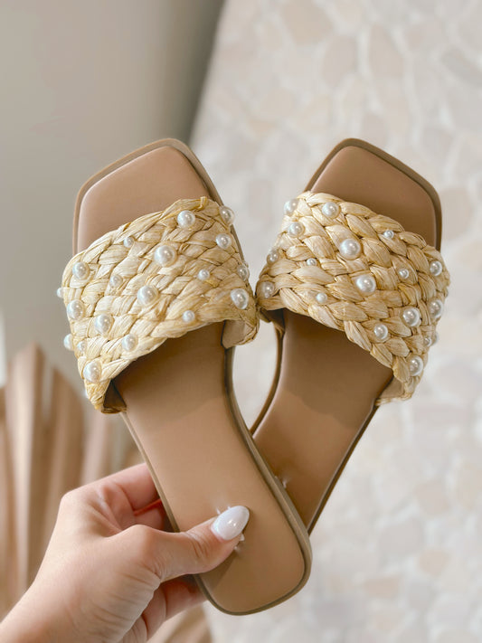 The Pearl Rafia Sandals
