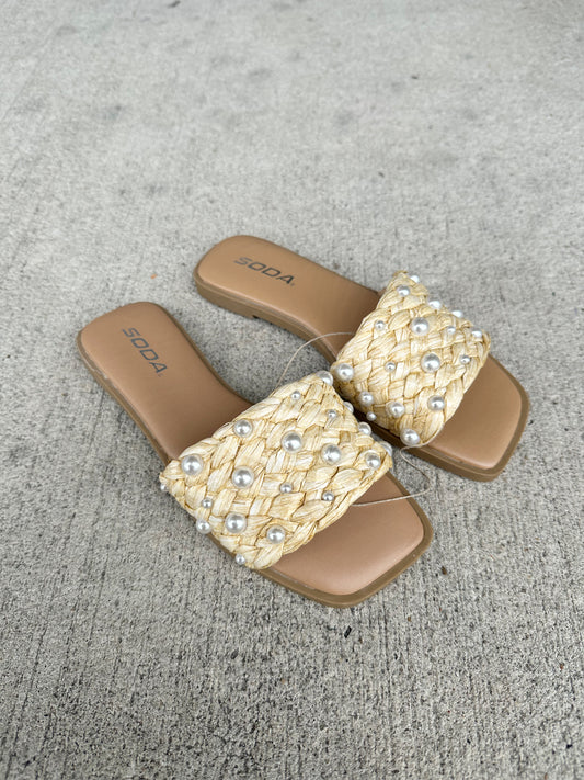 The Pearl Rafia Sandals