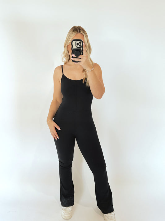 Out On The Town Flare Jumpsuit- Black