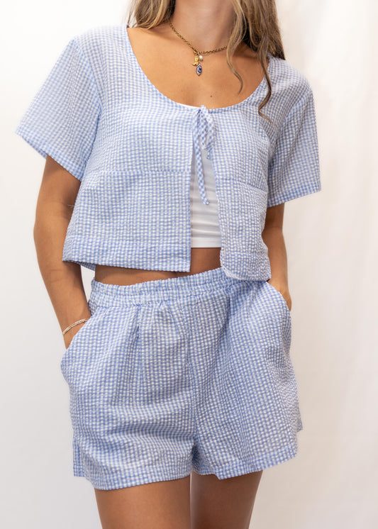 Amelia Gingham Tie Front Set